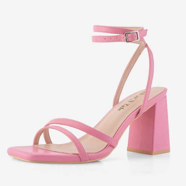 Strappy Heels Square Toe Chunky