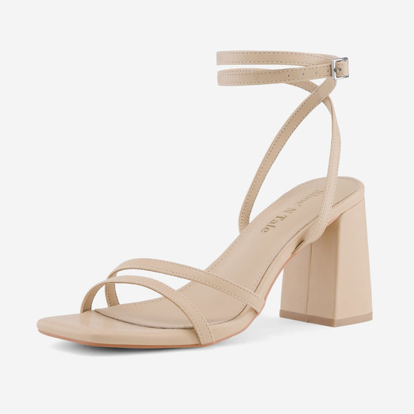 Strappy Heels Square Toe Chunky