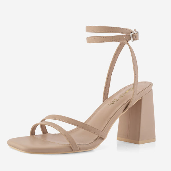 Strappy Heels Square Toe Chunky