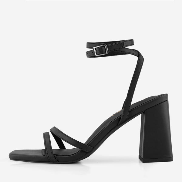 Strappy Heels Square Toe Chunky