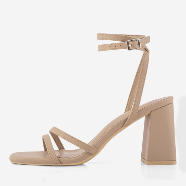 Strappy Heels Square Toe Chunky