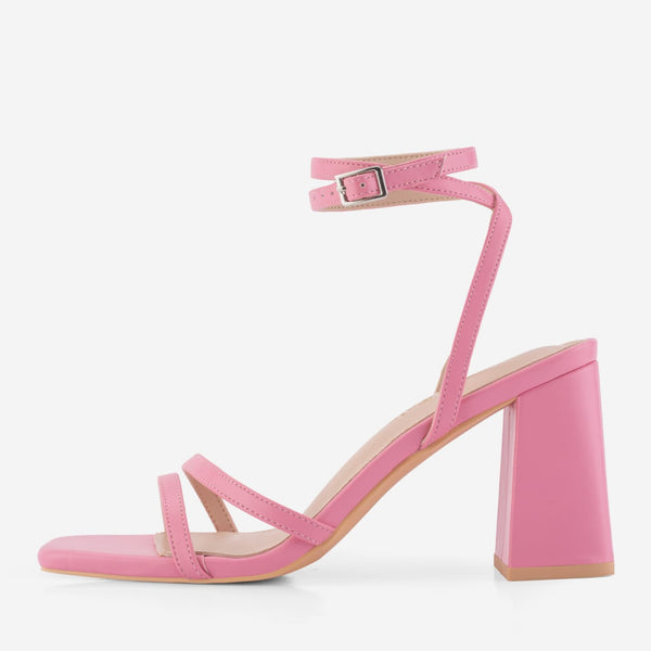 Strappy Heels Square Toe Chunky