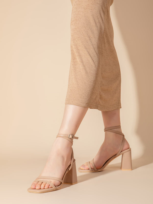 Strappy Heels Square Toe Chunky