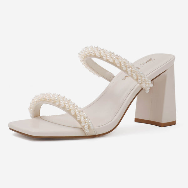 Pearl Chunky Heels for Women