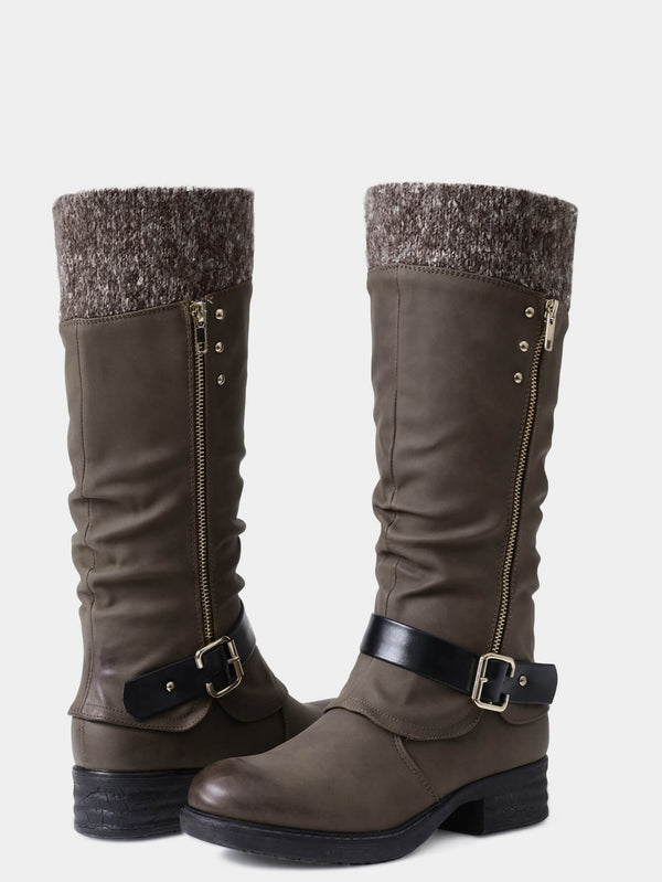 Knee High Chunky Heel Boots